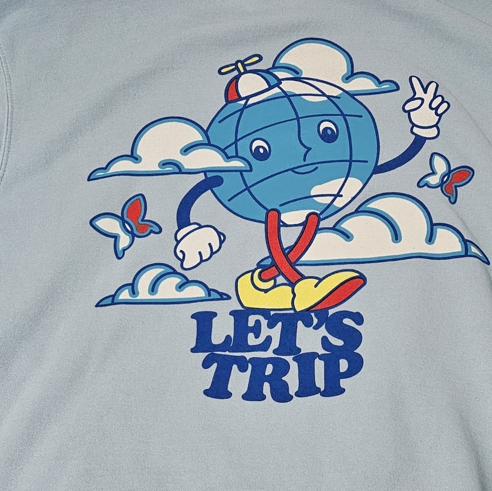 Sturiolo “Let’s Trip” Graphic Hoodie Light Blue Size Large Merch - Picture 5 of 10